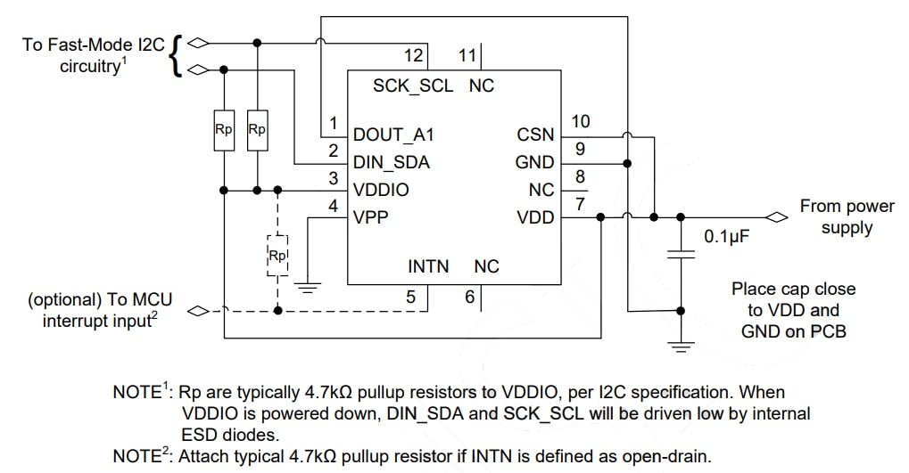 Application Circuit Diagram - MEMSIC MXC3638AL 3-Axis Automotive Grade Accelerometers